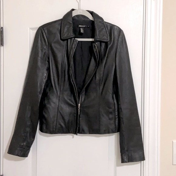 Vintage DKNY black leather jacket - Picture 1 of 4